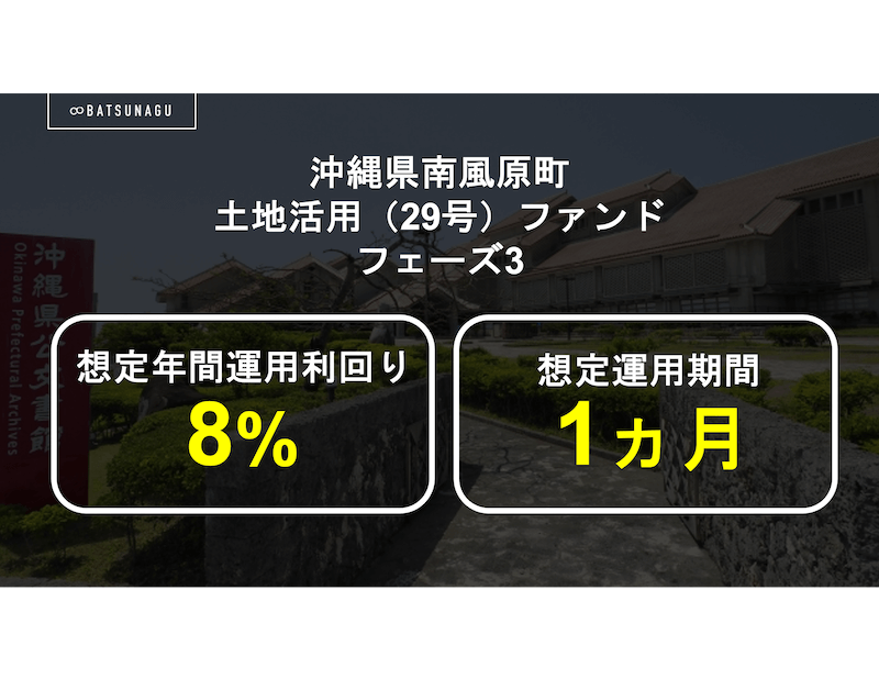 BATSUNAGU 沖縄県南風原町土地活用（29号）ファンド フェーズ3【抽選式】のお知らせ