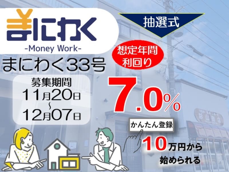まにわく33号　ファンド公開のお知らせ