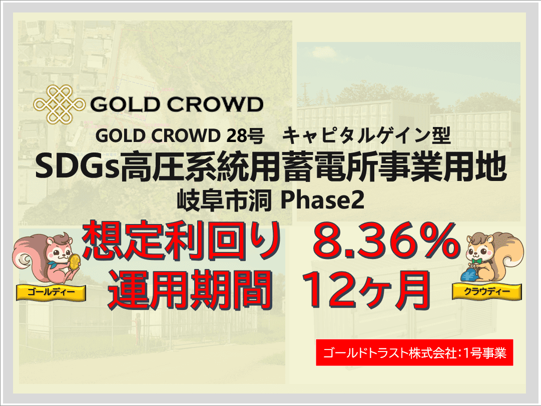 GOLD CROWD28号 SDGs高圧系統用蓄電所事業用地 岐阜市洞 Phase2公開のお知らせ